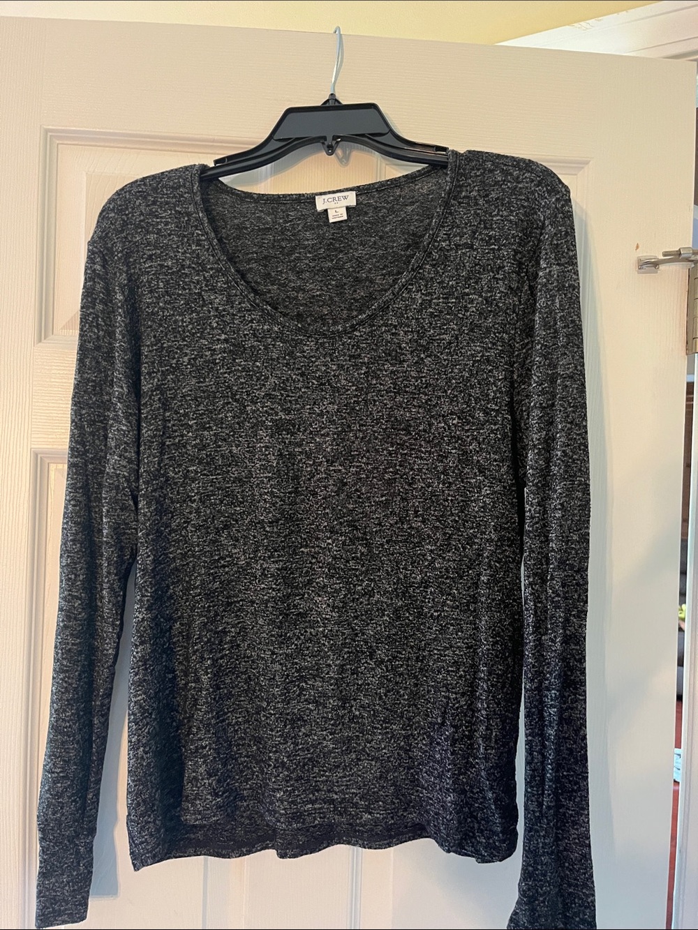 J. Crew Charcoal Marled Long Sleeve Scoop Neck Top